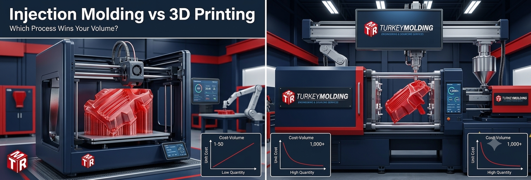 Injection Molding vs 3D Printing | Cost, Speed & Production Comparison